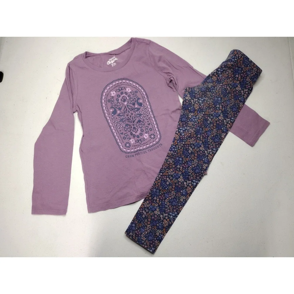OshKosh B'gosh Carters Girls Purple Grow Positive Thoughts Floral Leggings Set 7